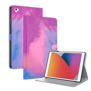 Watercolor Pattern Skin Feel Magnetic Horizontal Flip PU Leather Case with Holder & Card Slots & Photo Frame & Sleep / Wake-up Function For iPad 9.7 (2018 & 2017) / Air 2 / Air(Purple Red)