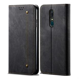 For OPPO A9 / F11 Denim Texture Casual Style Horizontal Flip Leather Case with Holder & Card Slots & Wallet(Black)