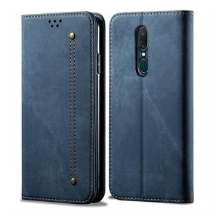 For OPPO A9 / F11 Denim Texture Casual Style Horizontal Flip Leather Case with Holder & Card Slots & Wallet(Blue)