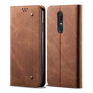 For OPPO A9 / F11 Denim Texture Casual Style Horizontal Flip Leather Case with Holder & Card Slots & Wallet(Brown)