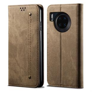 For Huawei Mate 30 Denim Texture Casual Style Horizontal Flip Leather Case with Holder & Card Slots & Wallet(Khaki)
