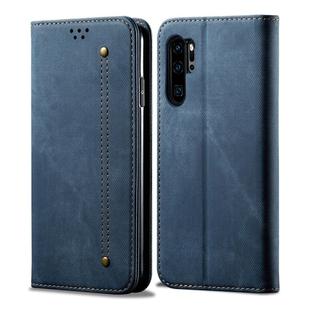 For Huawei P30 Pro Denim Texture Casual Style Horizontal Flip Leather Case with Holder & Card Slots & Wallet(Blue)
