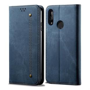 For Huawei Y9 (2019) Denim Texture Casual Style Horizontal Flip Leather Case with Holder & Card Slots & Wallet(Blue)