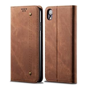 For iPhone XR Denim Texture Casual Style Horizontal Flip Leather Case with Holder & Card Slots & Wallet(Brown)