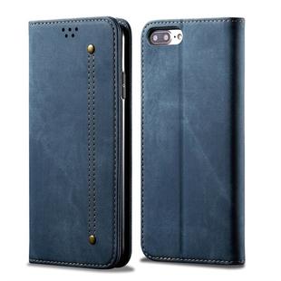 For iPhone 6 Plus / 6s Plus Denim Texture Casual Style Horizontal Flip Leather Case with Holder & Card Slots & Wallet(Blue)