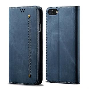 For iPhone SE 2022 / SE 2020 / 8 / 7 Denim Texture Casual Style Horizontal Flip Leather Case with Holder & Card Slots & Wallet(Blue)