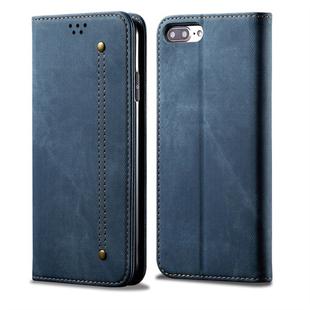 For iPhone 7 Plus / 8 Plus Denim Texture Casual Style Horizontal Flip Leather Case with Holder & Card Slots & Wallet(Blue)