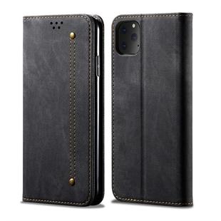 For iPhone 11 Pro Max Denim Texture Casual Style Horizontal Flip Leather Case with Holder & Card Slots & Wallet(Black)