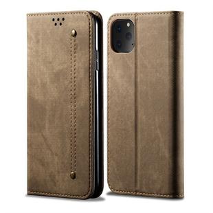 For iPhone 11 Pro Max Denim Texture Casual Style Horizontal Flip Leather Case with Holder & Card Slots & Wallet(Khaki)