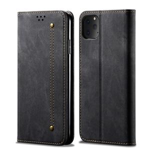 For iPhone 11 Pro Denim Texture Casual Style Horizontal Flip Leather Case with Holder & Card Slots & Wallet(Black)