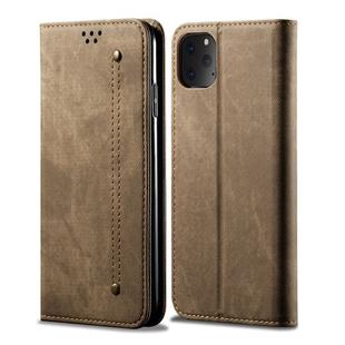 For iPhone 11 Pro Denim Texture Casual Style Horizontal Flip Leather Case with Holder & Card Slots & Wallet(Khaki)