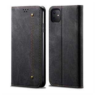 For iPhone 11 Denim Texture Casual Style Horizontal Flip Leather Case with Holder & Card Slots & Wallet(Black)