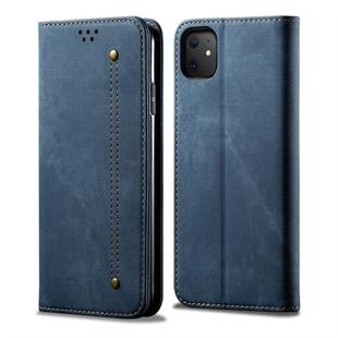 For iPhone 11 Denim Texture Casual Style Horizontal Flip Leather Case with Holder & Card Slots & Wallet(Blue)