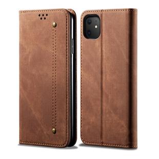 For iPhone 11 Denim Texture Casual Style Horizontal Flip Leather Case with Holder & Card Slots & Wallet(Brown)
