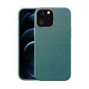Electroplating Leather Texture PC + TPU Shockproof Case For iPhone 12 Pro Max(Green)