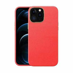 Electroplating Leather Texture PC + TPU Shockproof Case For iPhone 12 / 12 Pro(Red)