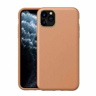 Electroplating Leather Texture PC + TPU Shockproof Case For iPhone 11 Pro Max(Yellow Brown)