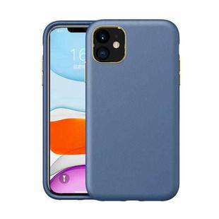 Electroplating Leather Texture PC + TPU Shockproof Case For iPhone 11(Sapphire Blue)