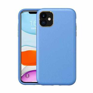Electroplating Leather Texture PC + TPU Shockproof Case For iPhone 11(Light Blue)