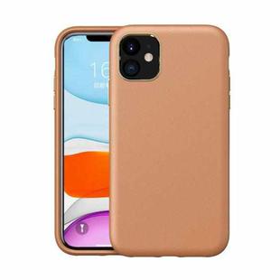 Electroplating Leather Texture PC + TPU Shockproof Case For iPhone 11(Yellow Brown)