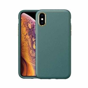 Electroplating Leather Texture PC + TPU Shockproof Case For iPhone X & XS(Green)