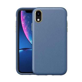 Electroplating Leather Texture PC + TPU Shockproof Case For iPhone XR(Sapphire Blue)
