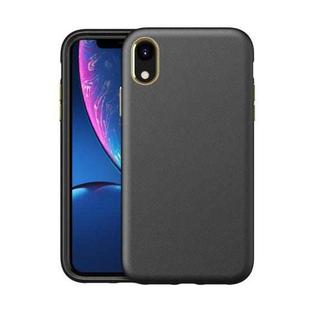 Electroplating Leather Texture PC + TPU Shockproof Case For iPhone XR(Black)