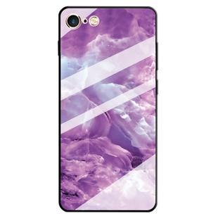 For iPhone 6 & 6s Marble Pattern Glass Protective Case(Purple)