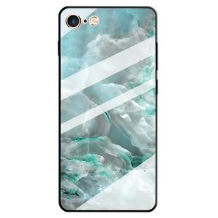 For iPhone 6 & 6s Marble Pattern Glass Protective Case(Cyan)