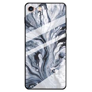 For iPhone 6 & 6s Marble Pattern Glass Protective Case(Ink Black)