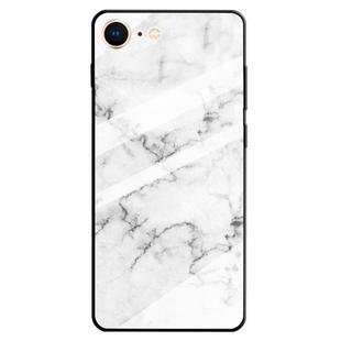 For iPhone SE 2020 & 8 & 7 Marble Pattern Glass Protective Case(White)