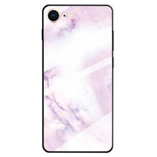 For iPhone SE 2020 & 8 & 7 Marble Pattern Glass Protective Case(Pink)