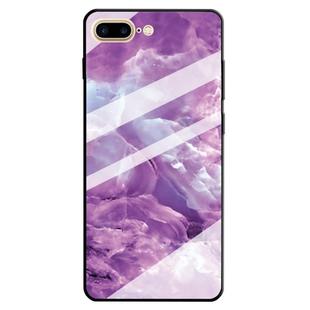 For iPhone 8 Plus & 7 Plus Marble Pattern Glass Protective Case(Purple)