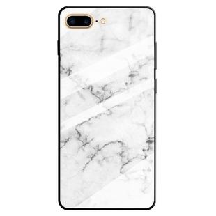 For iPhone 8 Plus & 7 Plus Marble Pattern Glass Protective Case(White)