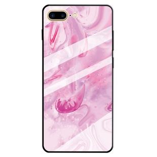 For iPhone 8 Plus & 7 Plus Marble Pattern Glass Protective Case(Rose Red)