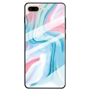 For iPhone 8 Plus & 7 Plus Marble Pattern Glass Protective Case(Blue)