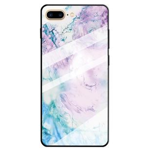 For iPhone 8 Plus & 7 Plus Marble Pattern Glass Protective Case(Ink Pink)