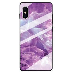 For iPhone XS / X Marble Pattern Glass Protective Case(Purple)