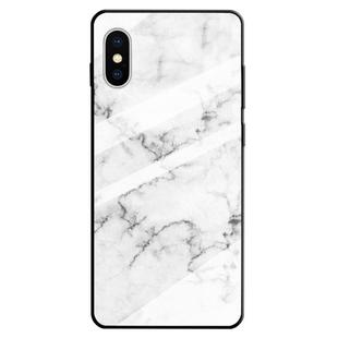 For iPhone XS / X Marble Pattern Glass Protective Case(White)