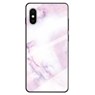 For iPhone XS / X Marble Pattern Glass Protective Case(Pink)