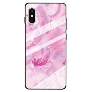 For iPhone XS / X Marble Pattern Glass Protective Case(Rose Red)
