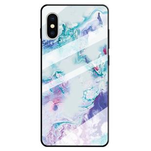 For iPhone XS / X Marble Pattern Glass Protective Case(Ink Purple)