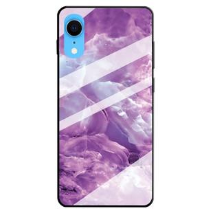 For iPhone XR Marble Pattern Glass Protective Case(Purple)