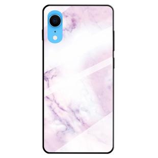 For iPhone XR Marble Pattern Glass Protective Case(Pink)