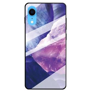 For iPhone XR Marble Pattern Glass Protective Case(Rock Purple)