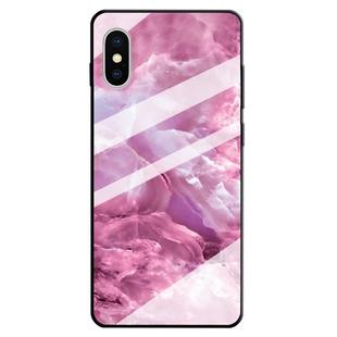 For iPhone XS Max Marble Pattern Glass Protective Case(Red)