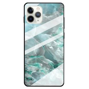 For iPhone 11 Pro Max Marble Pattern Glass Protective Case(Cyan)