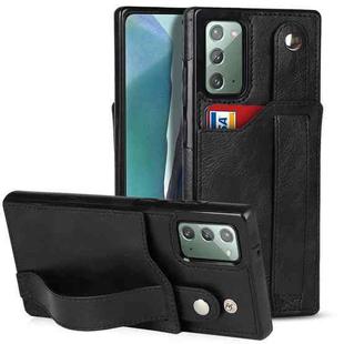 For Samsung Galaxy Note20 Crazy Horse Texture Shockproof TPU + PU Leather Case with Card Slot & Wrist Strap Holder(Black)
