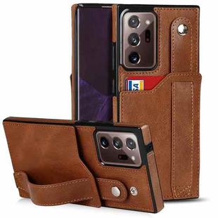For Samsung Galaxy Note20 Ultra Crazy Horse Texture Shockproof TPU + PU Leather Case with Card Slot & Wrist Strap Holder(Brown)