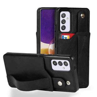 For Samsung Galaxy A82 5G Crazy Horse Texture Shockproof TPU + PU Leather Case with Card Slot & Wrist Strap Holder(Black)